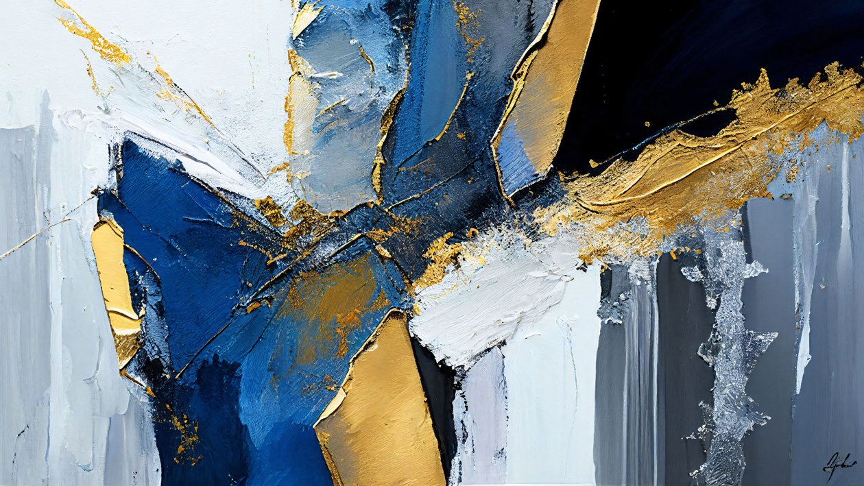 Pintura texturizada pinceladas gruesas capas, Arte digital imprimible de F. Abderrahim