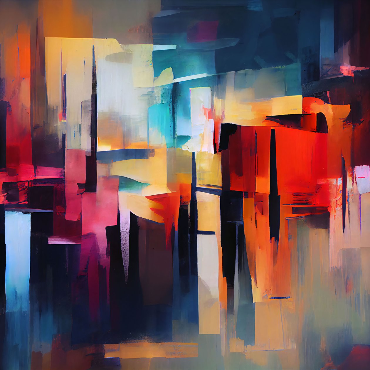 Composición abstracta vibrante, decoración de arte mural | print on demand uk de F. Abderrahim