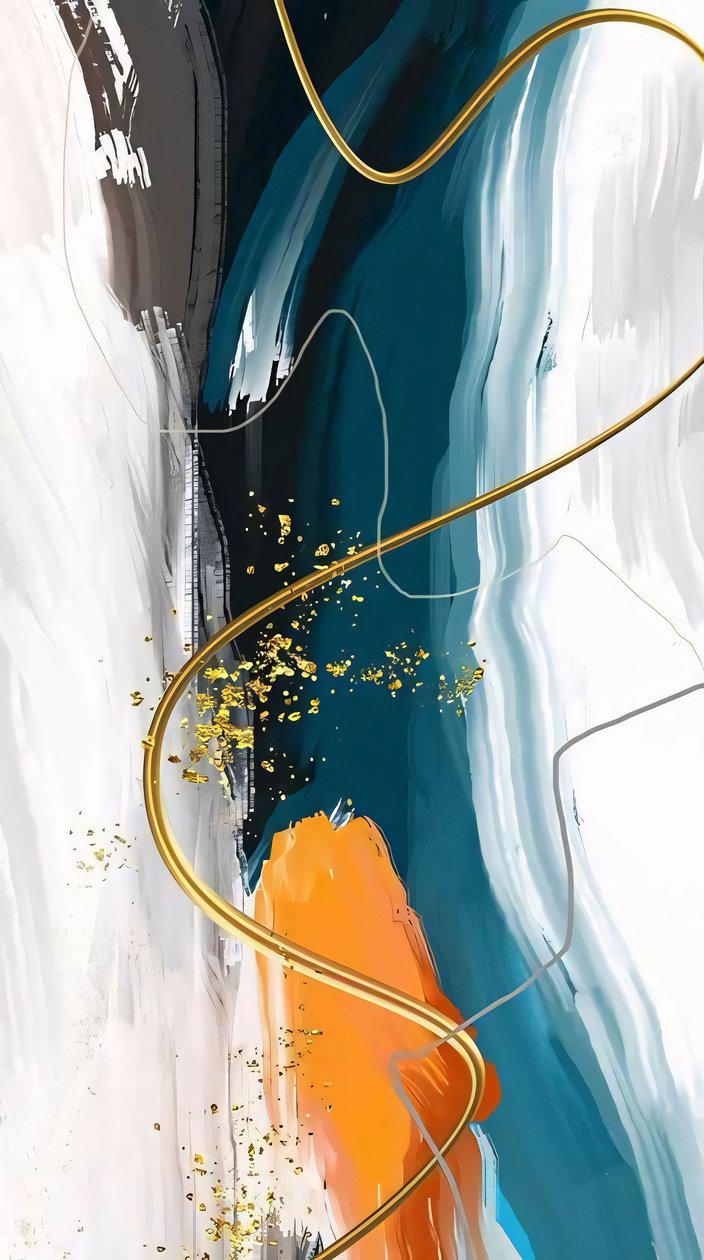 Pintura abstracta en tonos grises y naranjas, lienzo marco de pared de F. Abderrahim