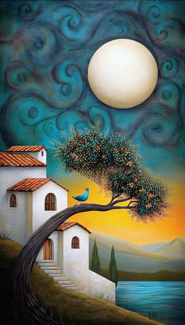 Naïve Summer Delight Charming Rural House in Countryside, Impresiones en lienzo de F. Abderrahim