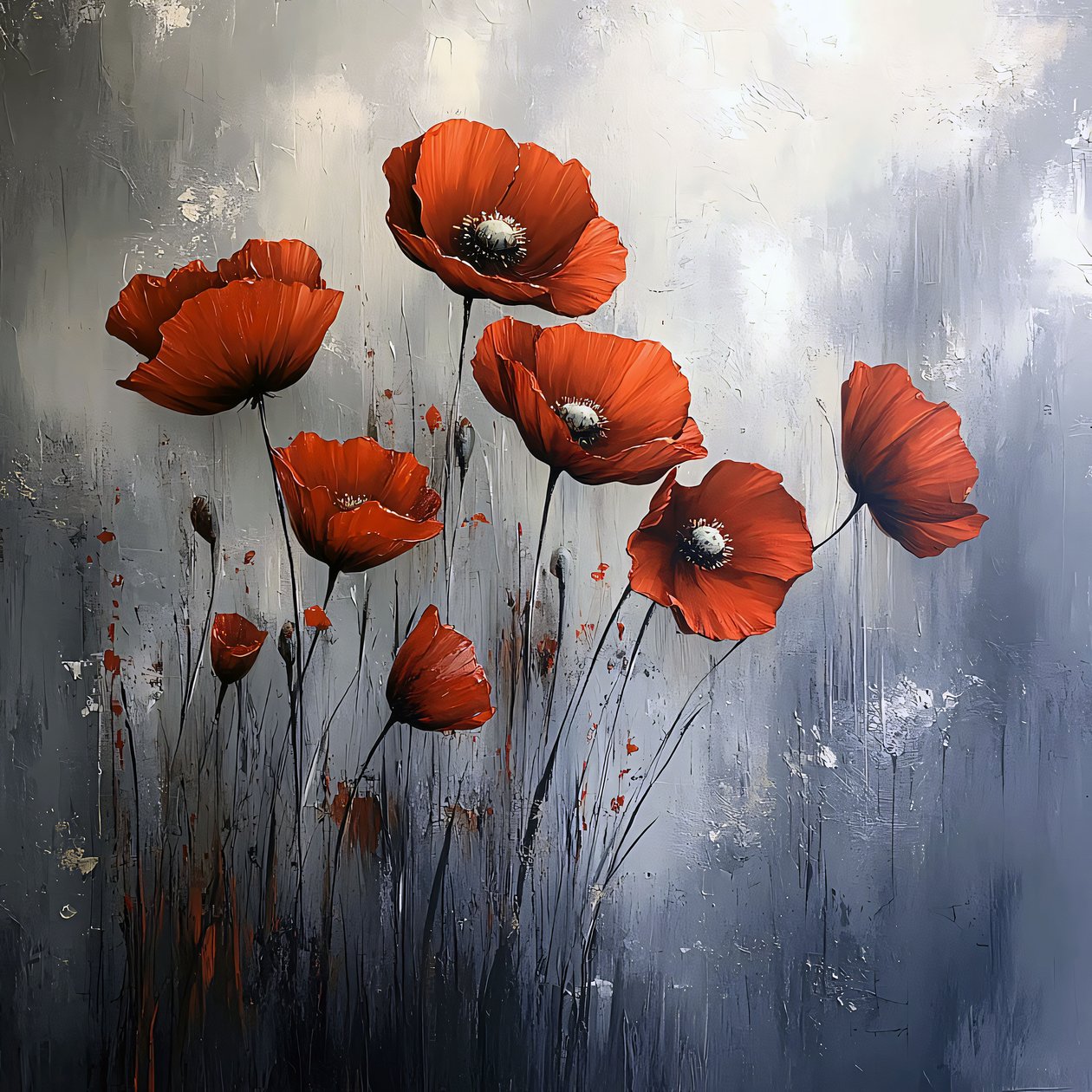 Red Poppies Canvas Wall Art Modern, Decoración de pared para cualquier habitación de F. Abderrahim