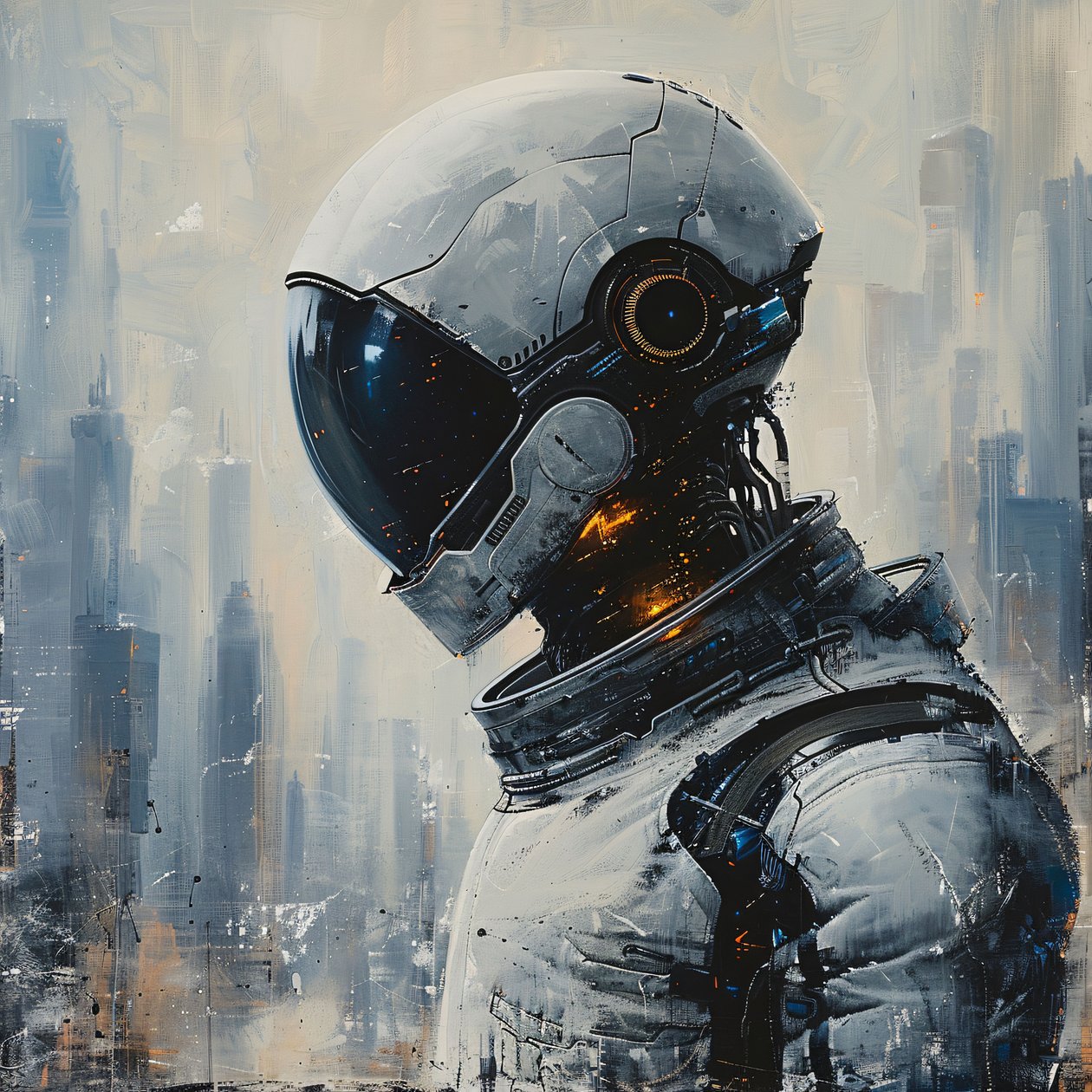 Un hombre en un traje espacial blanco con un casco en la cabeza, Wall Decor en venta de F. Abderrahim