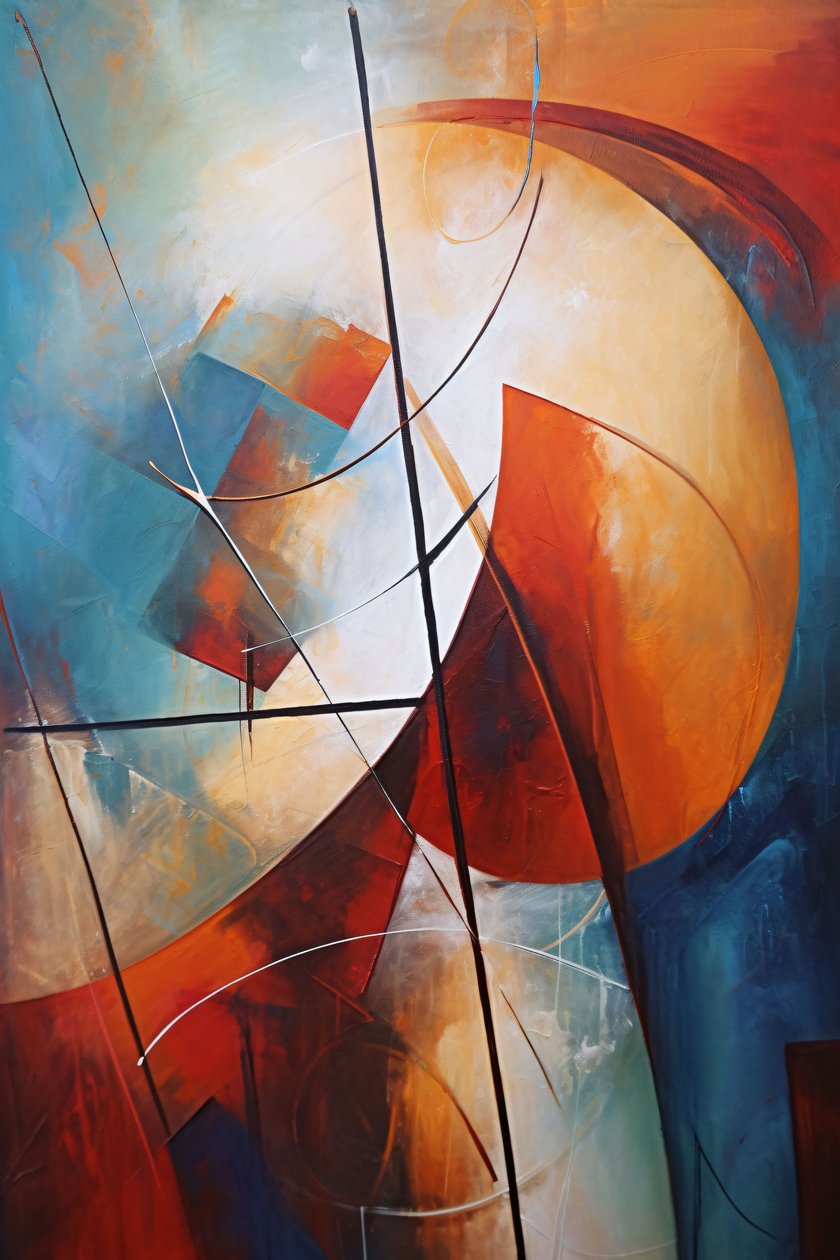 Formas y Líneas Arte Abstracto, lienzo y marco de pared impresión bajo demanda de F. Abderrahim