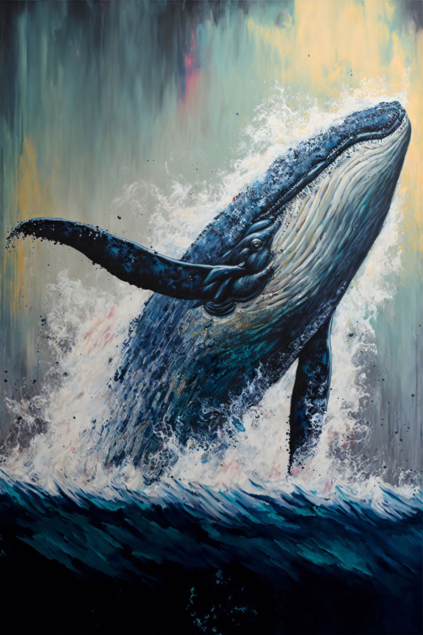 abstracto ballena jorobada breaching above, wall art | print on demand de F. Abderrahim