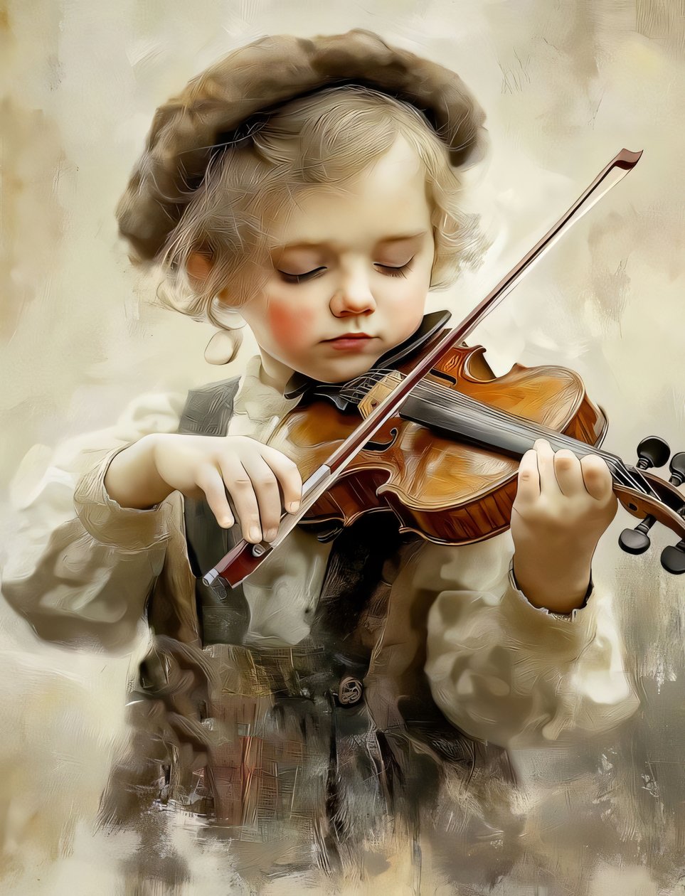 chica tocando el violín, póster impresiones de calidad, arte de la pared de F. Abderrahim