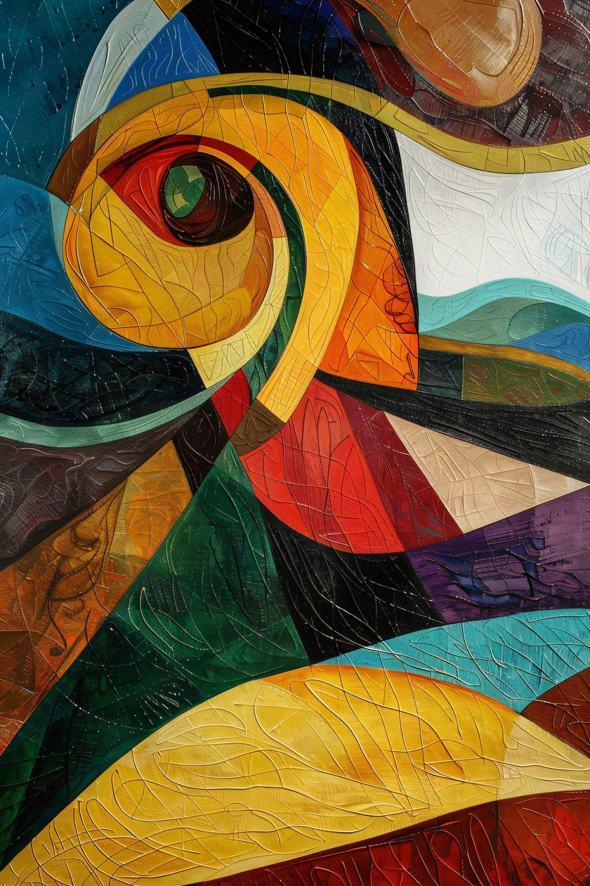 Vidrieras abstractas de colores, inspiración Picasso, decoración de pared para dormitorio de F. Abderrahim