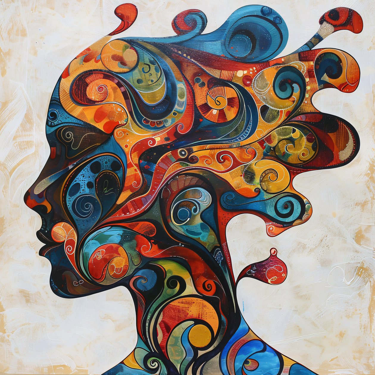 silueta de una mujer, pelo de color  Remolinos, impresiones en lienzo grande de F. Abderrahim
