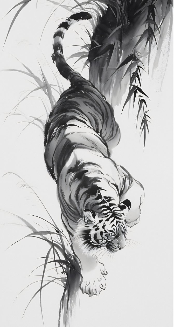 Leopardo en el bosque, dibujo, arte japonés, Impresiones en lienzo personalizadas de F. Abderrahim