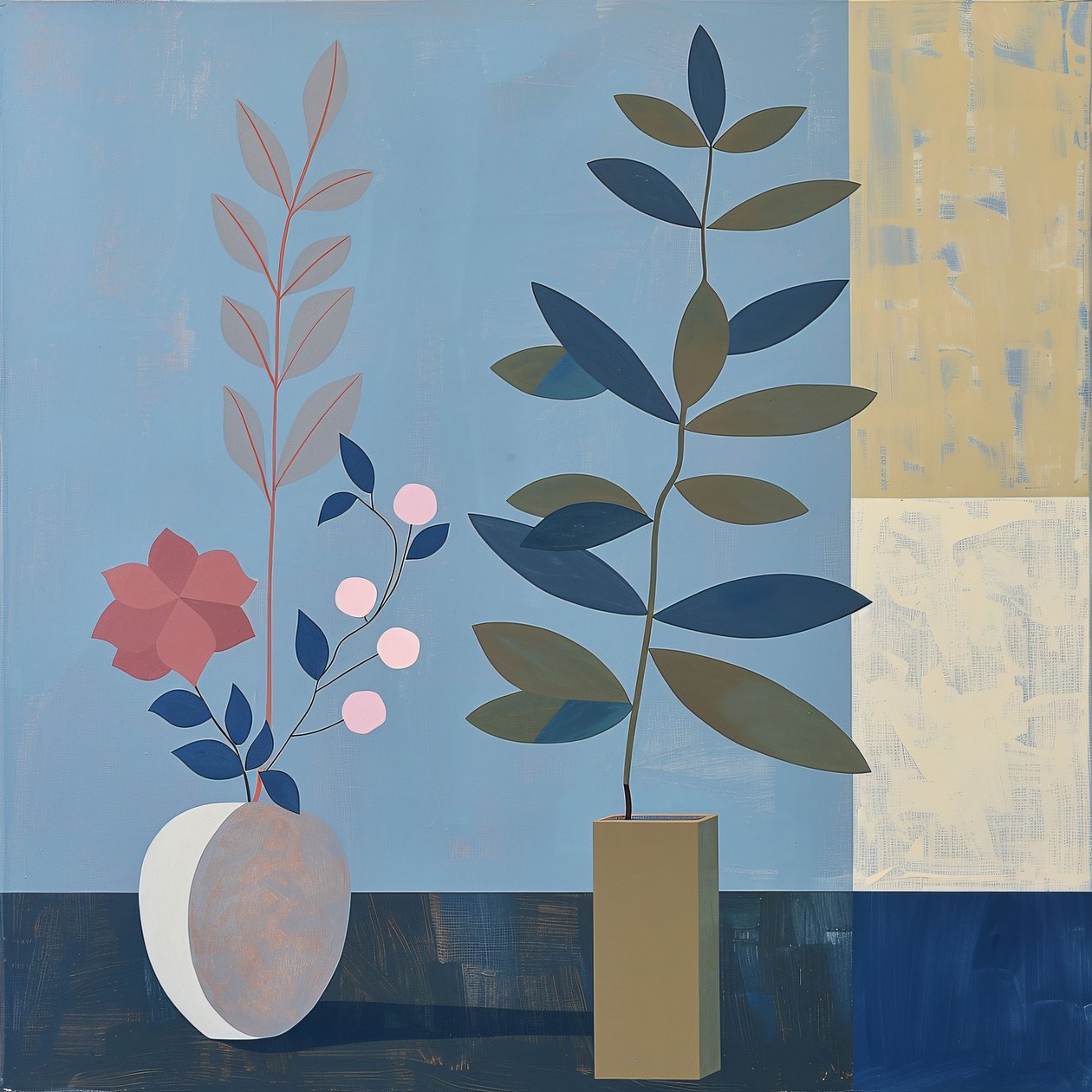 planta, silla y jarrón de cerámica, estilo bohemio, decoración de pared moderna, impresión bajo demanda de F. Abderrahim