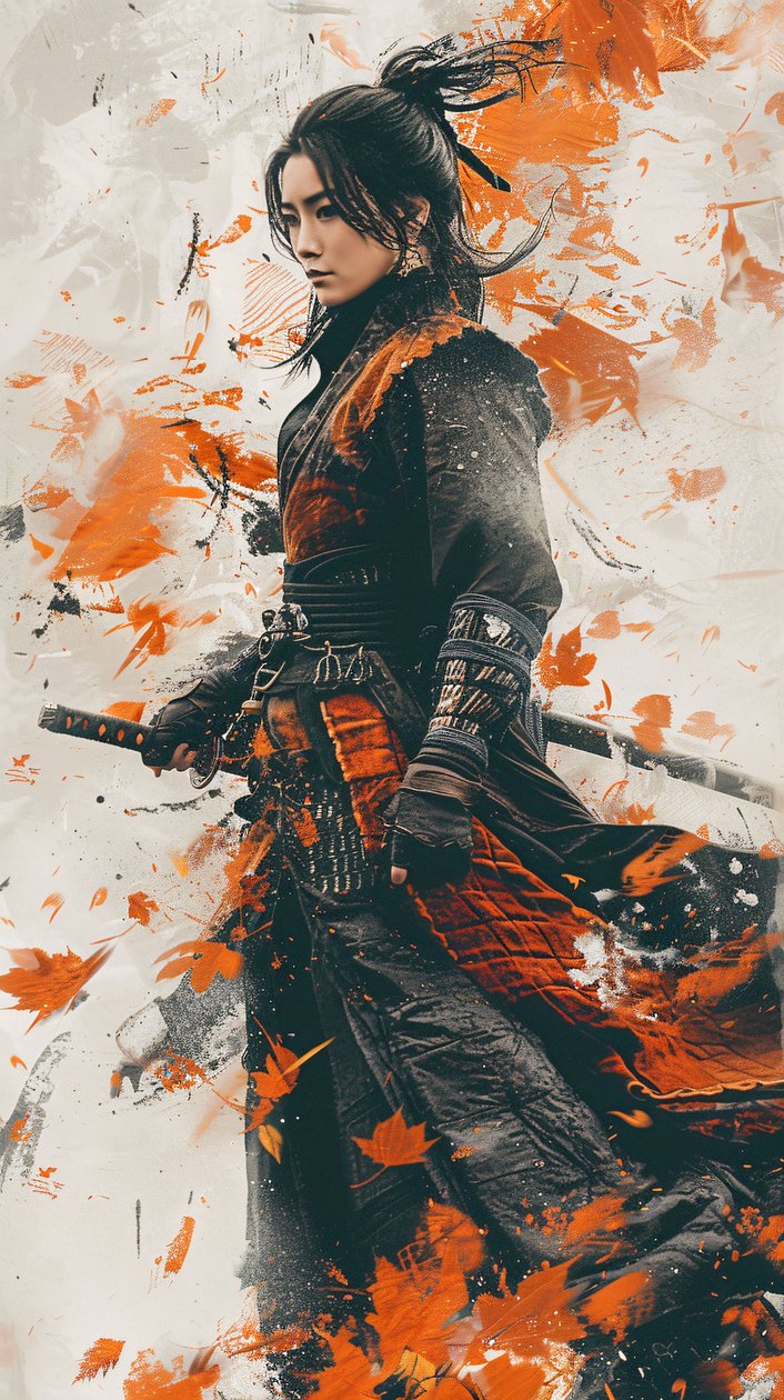 Samurai mujer en estilo salvaje graffiti, artes marciales, enmarcado Wall Decor en venta de F. Abderrahim
