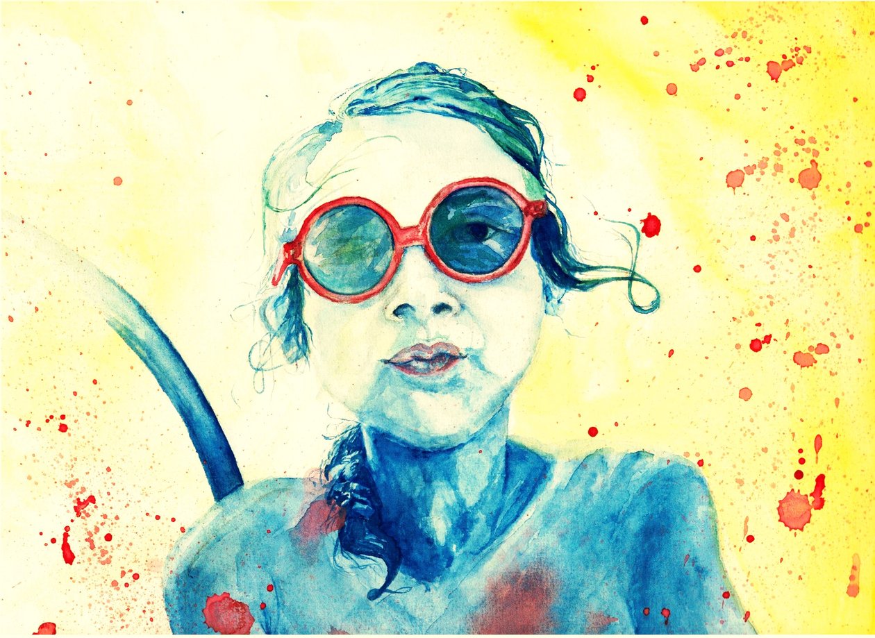Chica con gafas de sol rojas de Phantalis