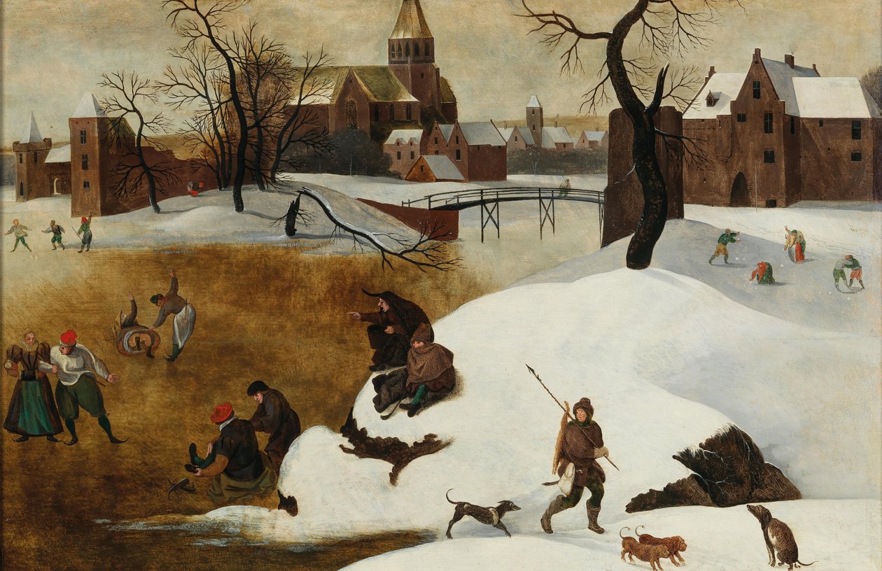 Paisaje de invierno con patinadores de Abel Grimmer