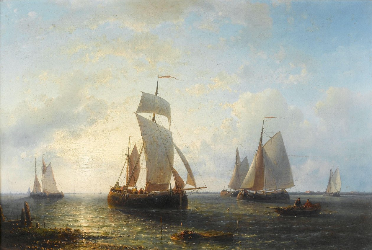 Barcos al atardecer de Abraham Hulk