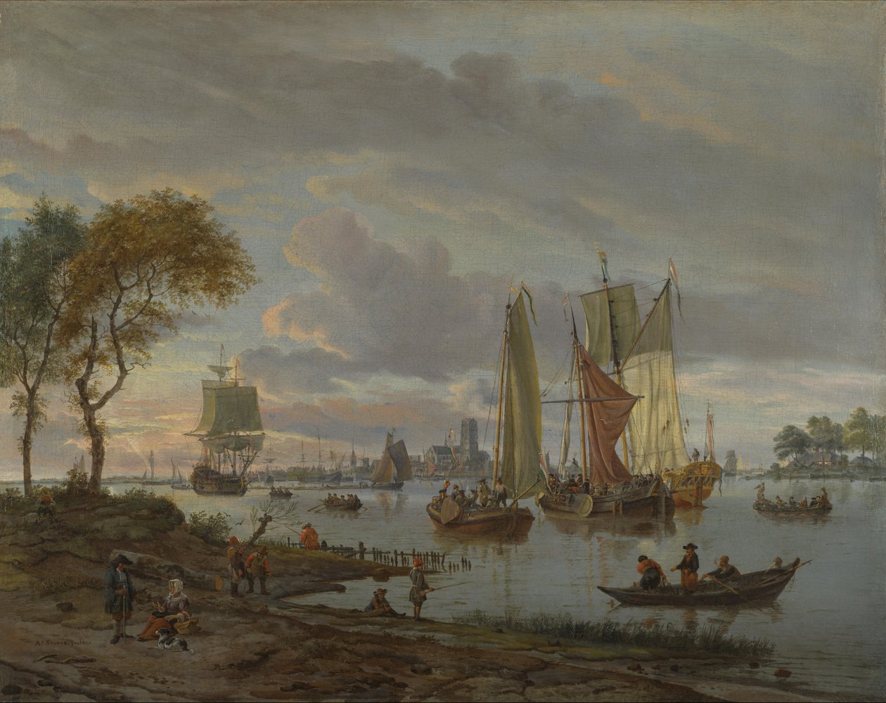 Una vista de un río de Abraham Storck