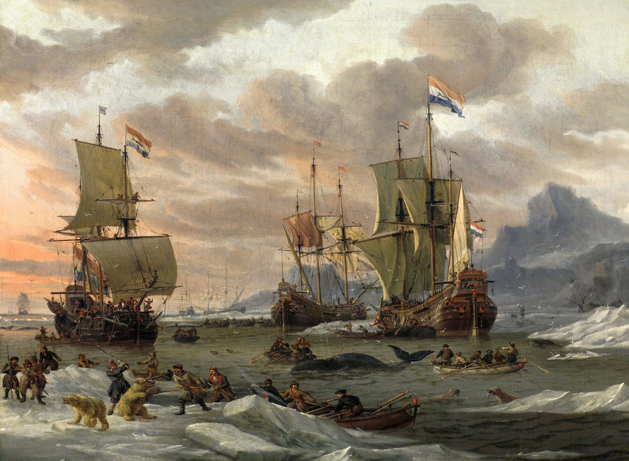 Caza de ballenas en el Ártico de Abraham Storck