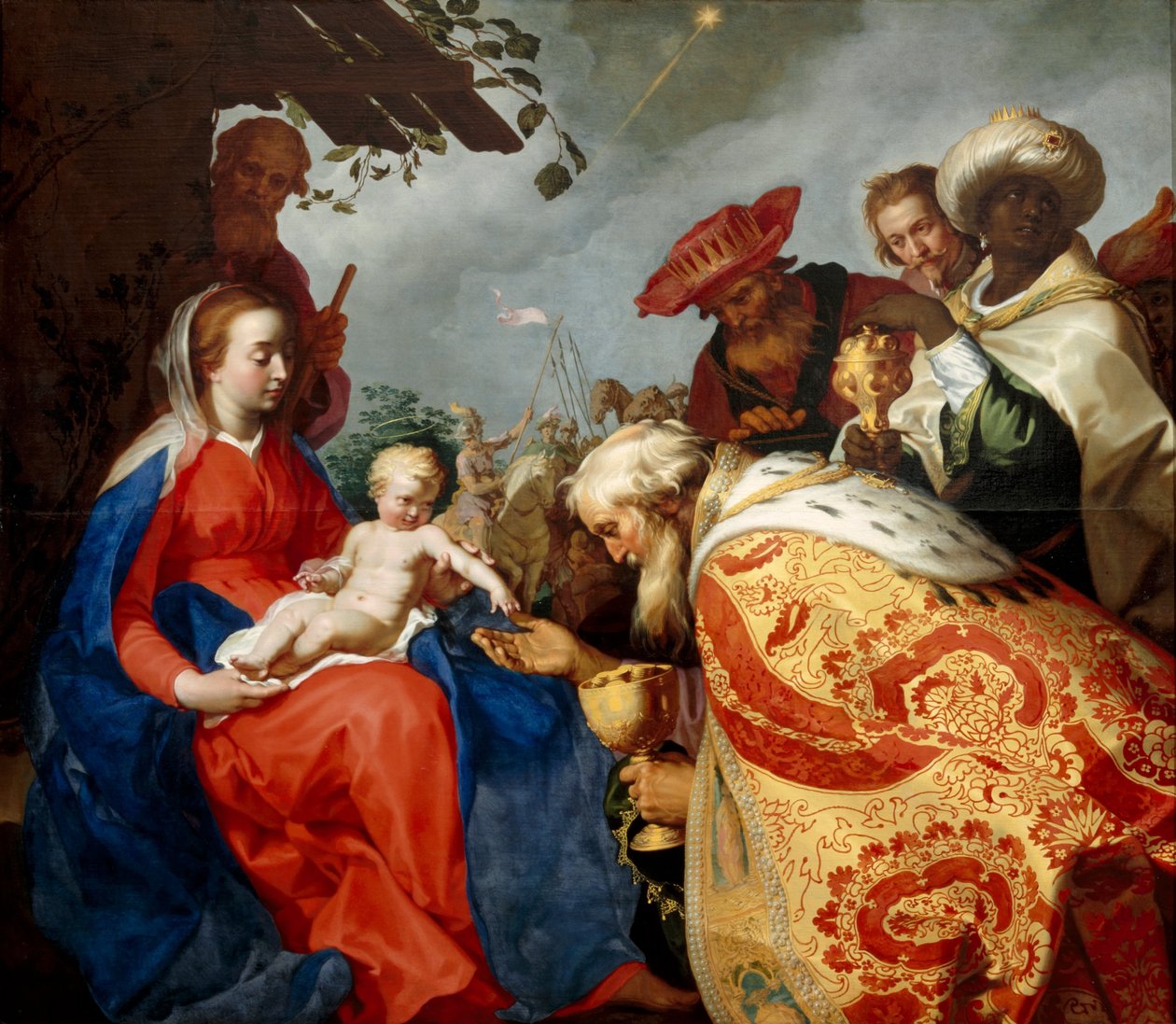 Adoración de los Reyes Magos de Abraham Bloemaert