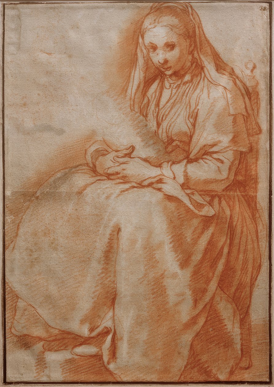 Mujer sentada con niño de Abraham Bloemaert