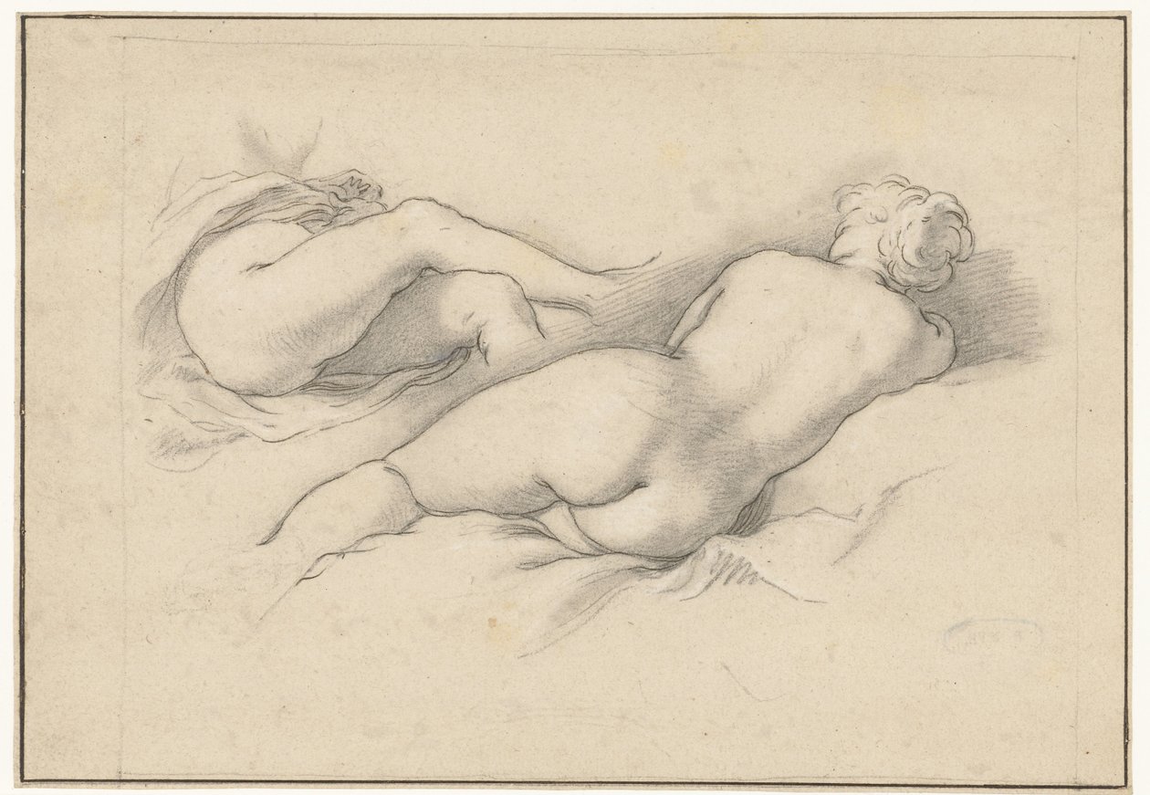 Estudios de un desnudo femenino recostado de Abraham Bloemaert