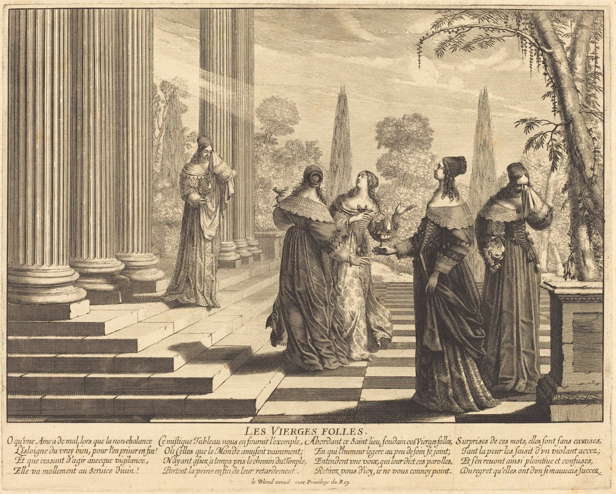 Las vírgenes necias acercándose al templo de Abraham Bosse