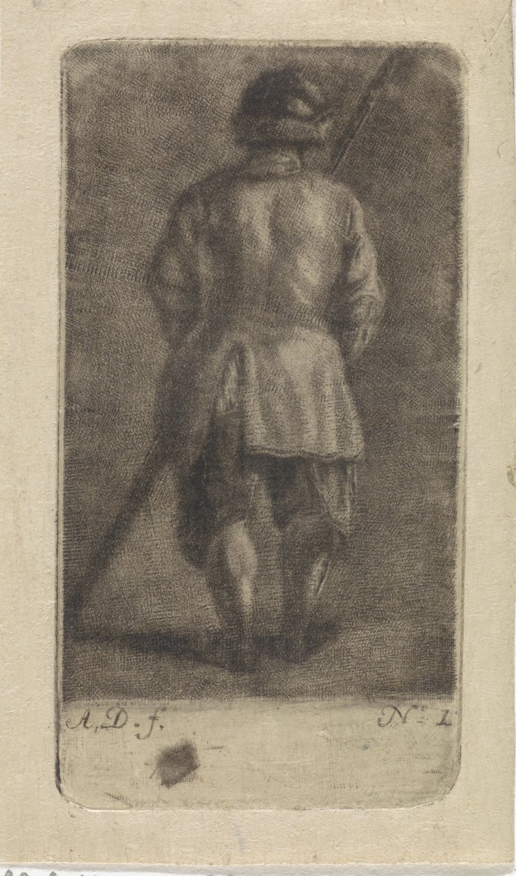 Hombre con un palo, visto desde atrás de Abraham Delfos