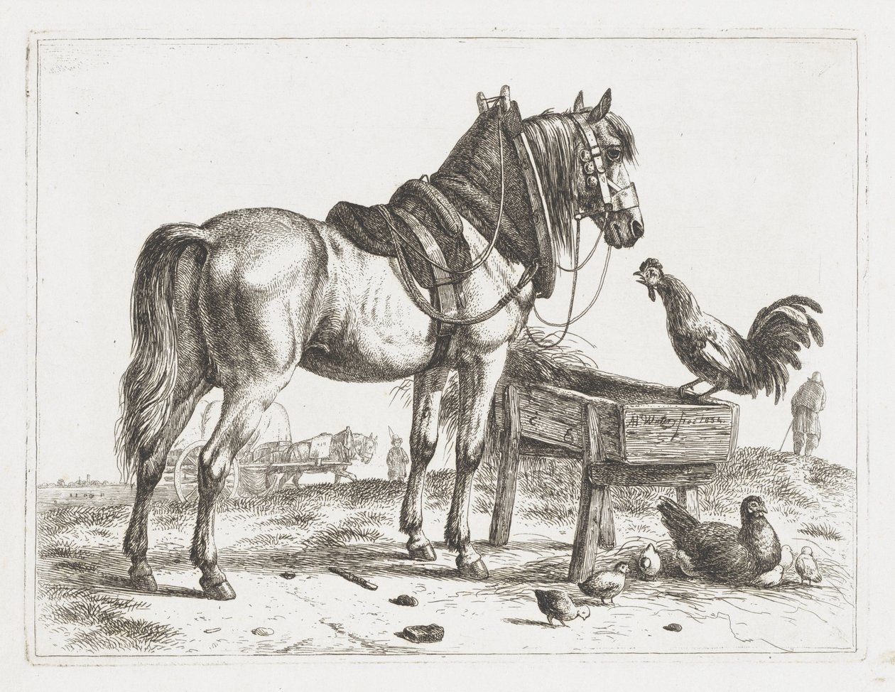Caballo en un comedero de Abraham Hendrik Winter