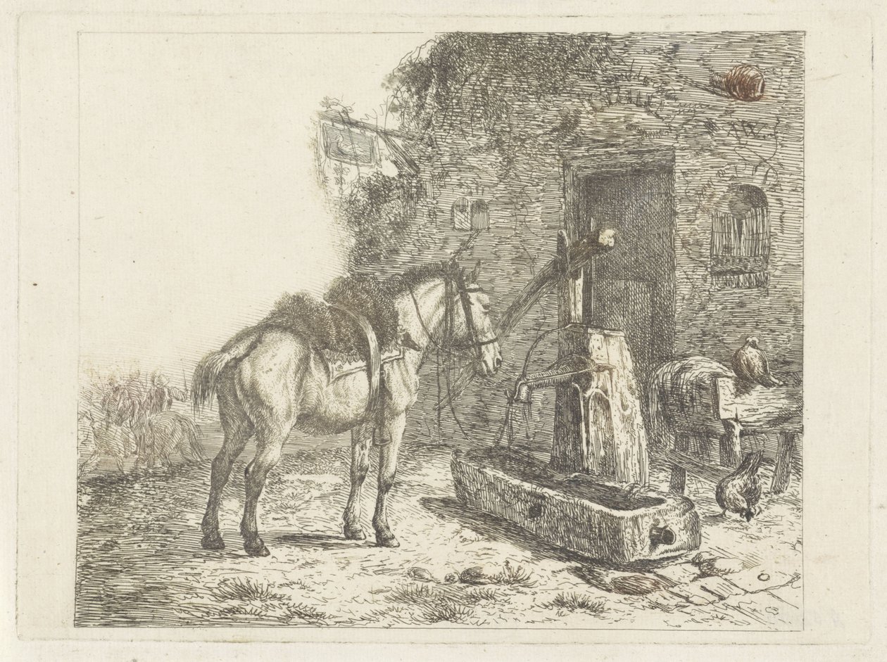 Caballo frente a una posada de Abraham Hendrik Winter