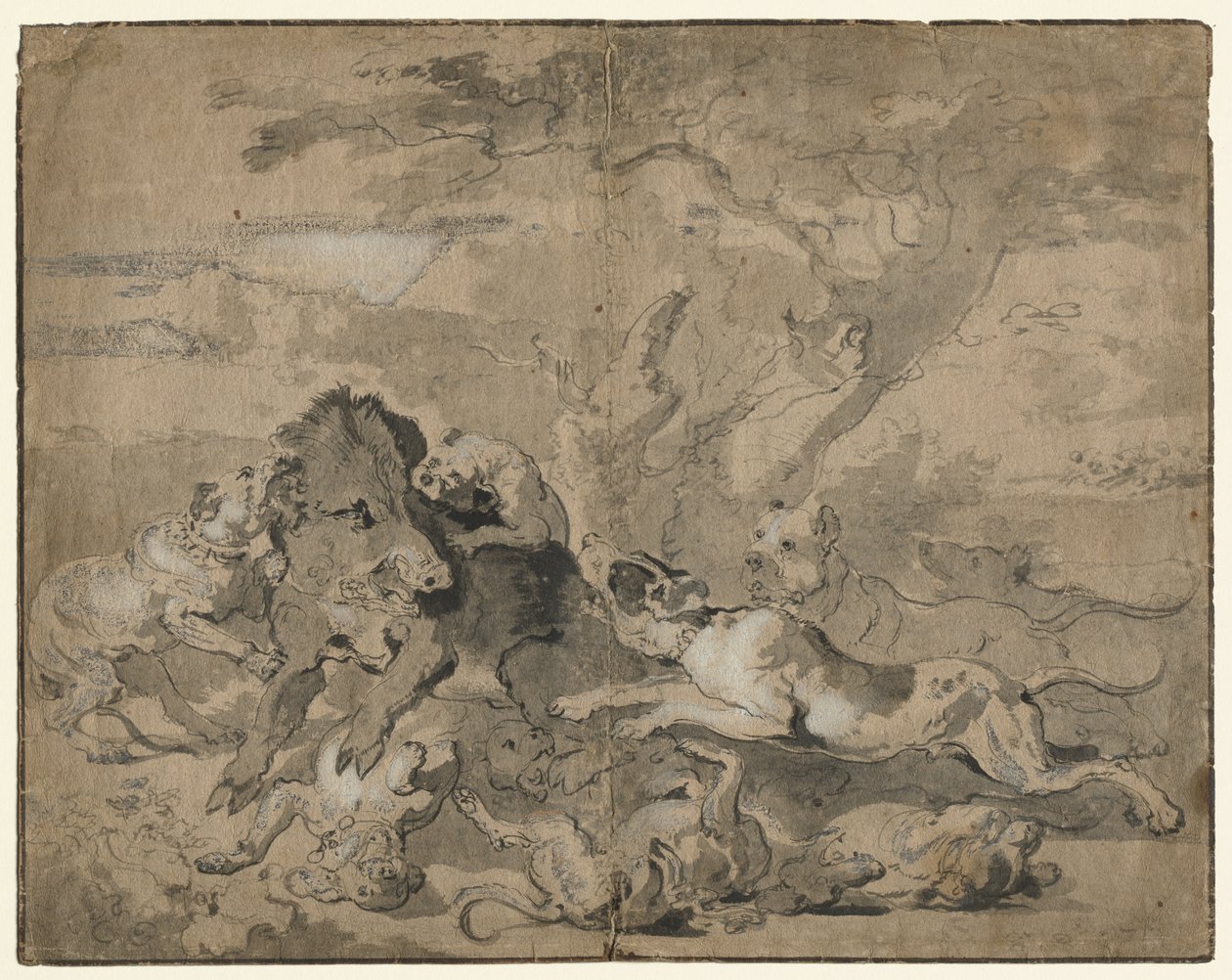 Caza de jabalí de Abraham Hondius