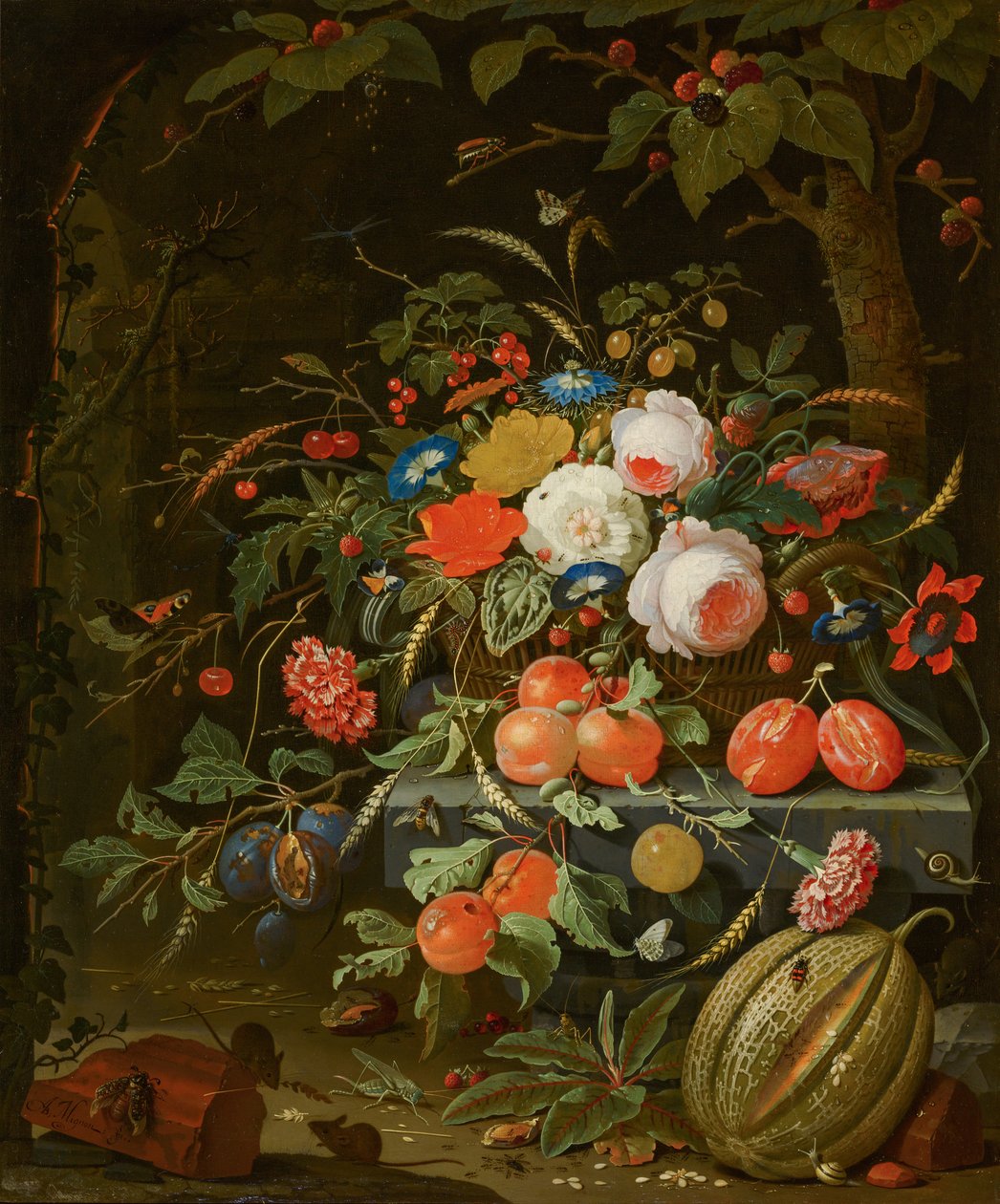 Flores y frutas de Abraham Mignon