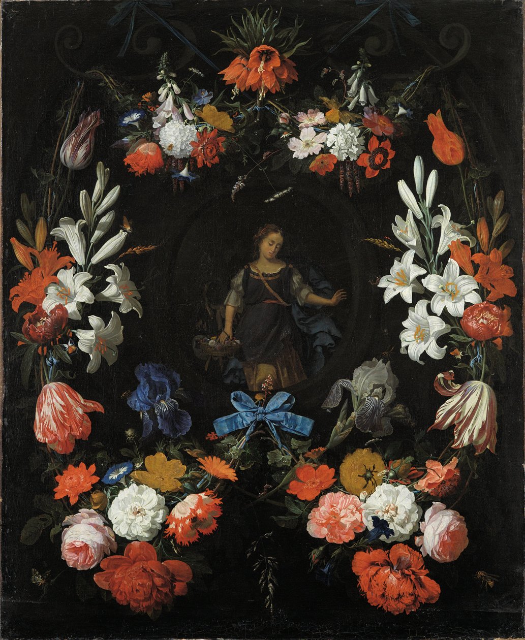 Guirnalda de flores, ca. 1675 de Abraham Mignon