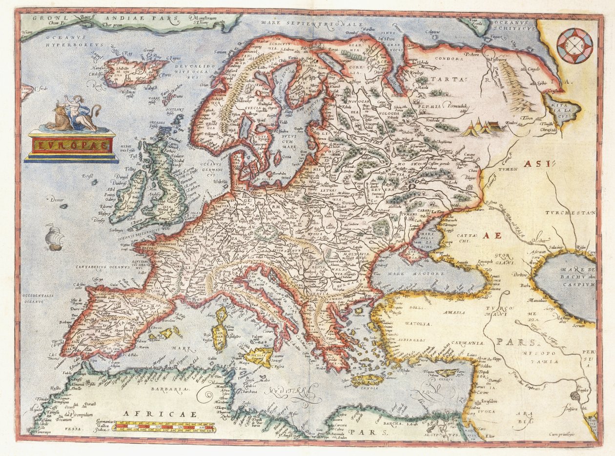 Mapa de Europa, 1587 de Abraham Ortelius
