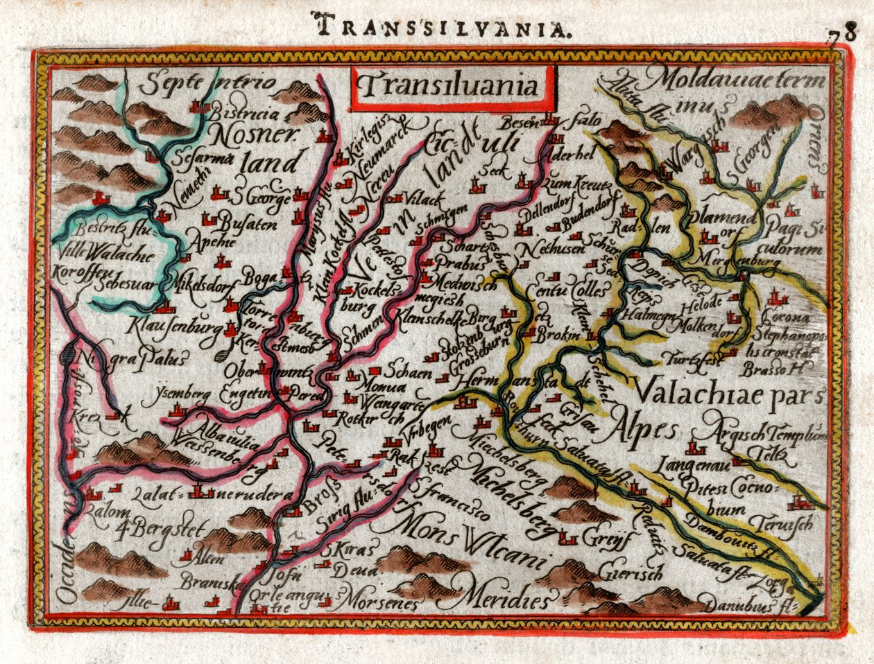 Mapa de Transilvania 1590 de Abraham Ortelius