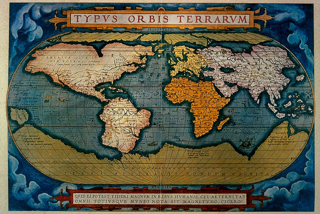 El planisferio, cartografía de Anversa, 1571 de Abraham Ortelius
