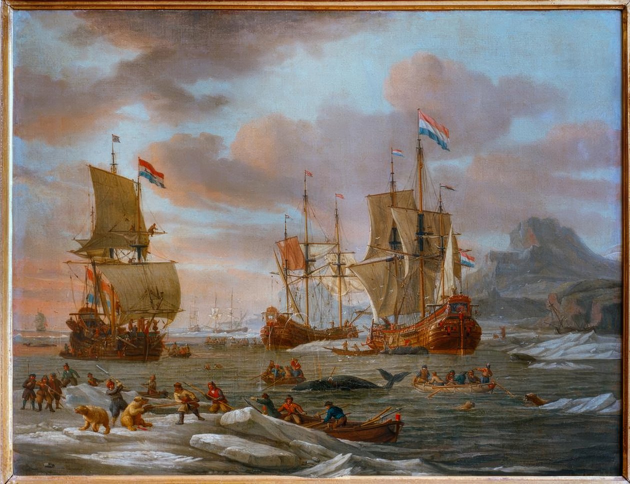 Fluyts neerlandesas en la caza de ballenas de Abraham Storck