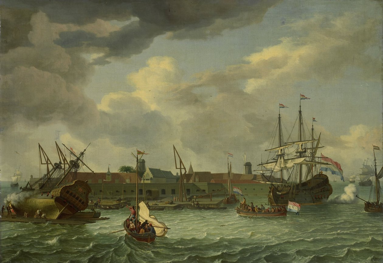 La isla de Onrust cerca de Batavia de Abraham Storck