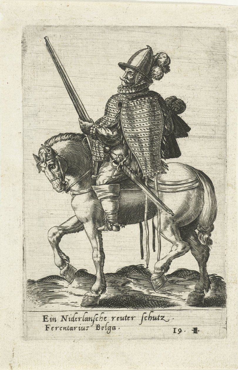 Jinete holandés con rifle de Abraham de Bruyn (attributed to)