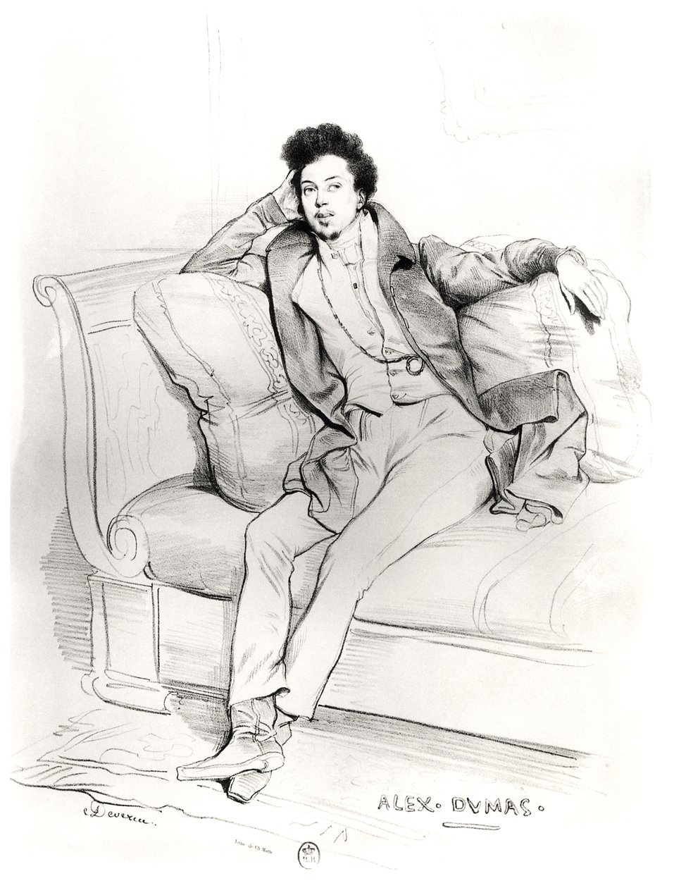 Alexandre Dumas Padre (1803-70) grabado por Charles Etienne Pierre Motte (1785-1836) de Achille Devéria