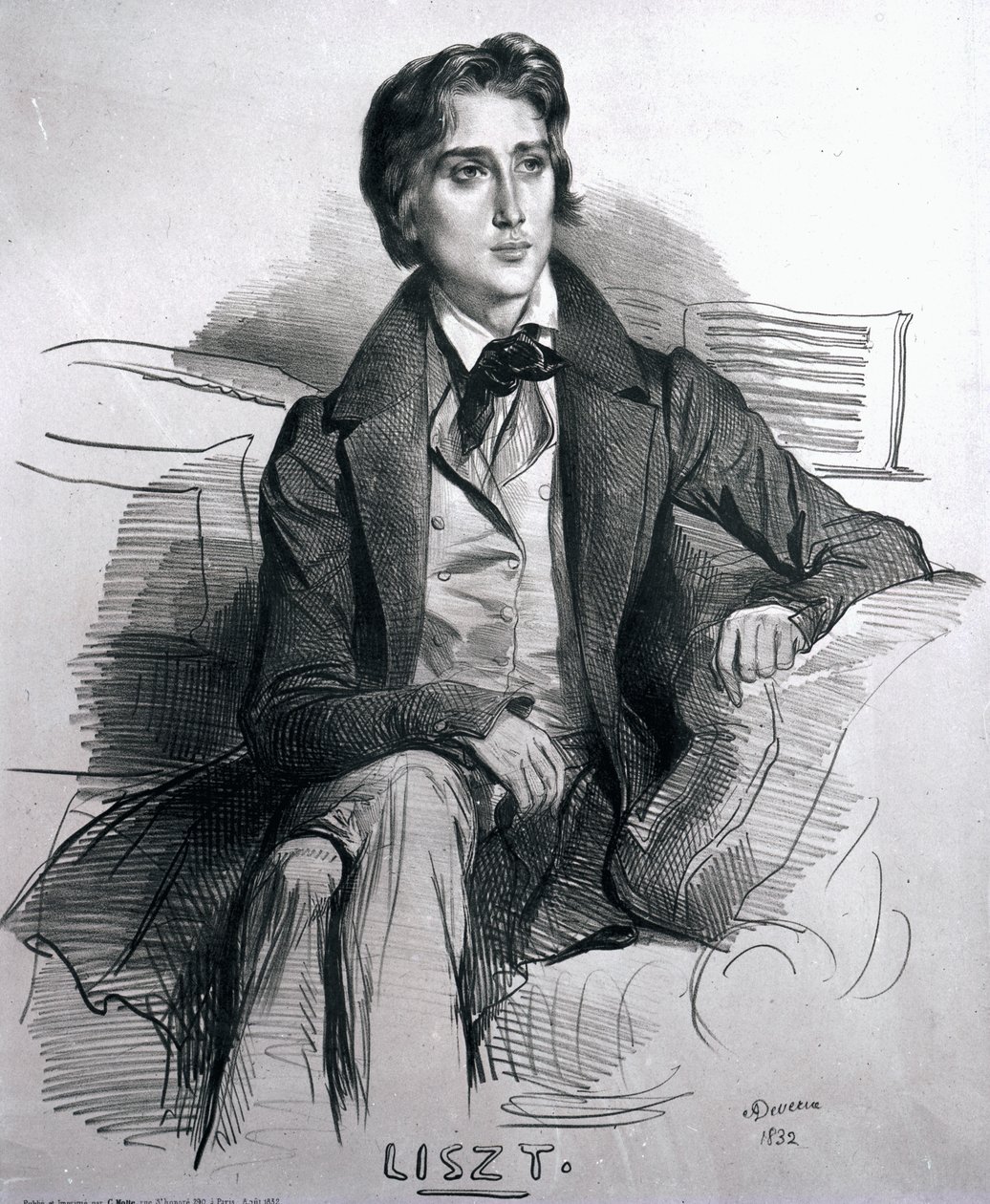Retrato de Franz Liszt (1811-86) agosto 1832 de Achille Devéria