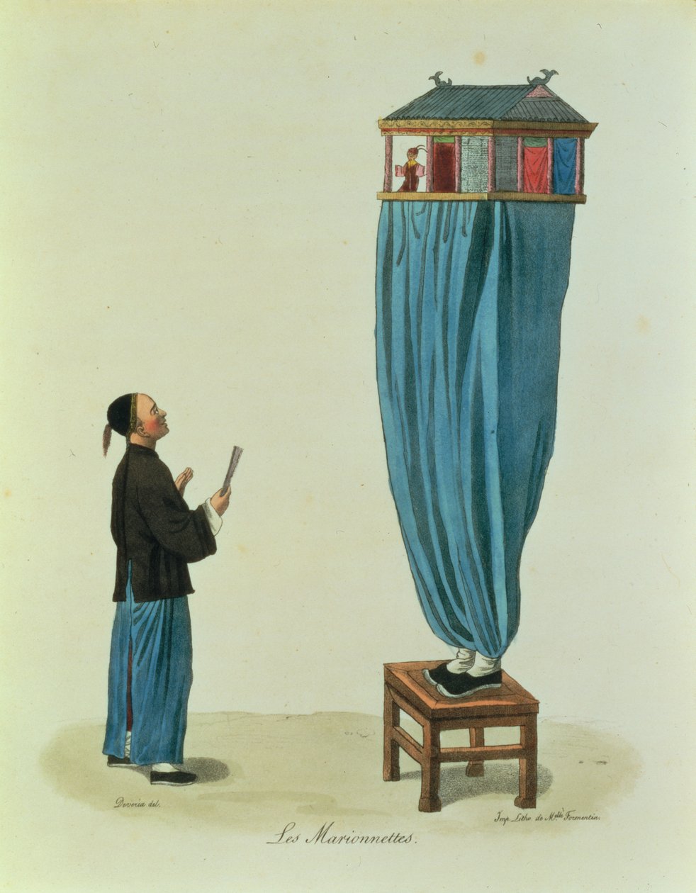Los títeres, grabado por Mlle. Formentin, pub. 1824-27 de Achille Devéria
