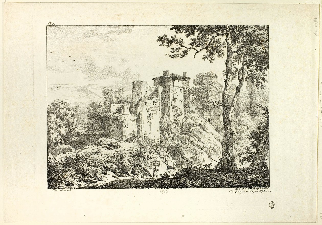 Paisaje, lámina I de Achille Etna Michallon
