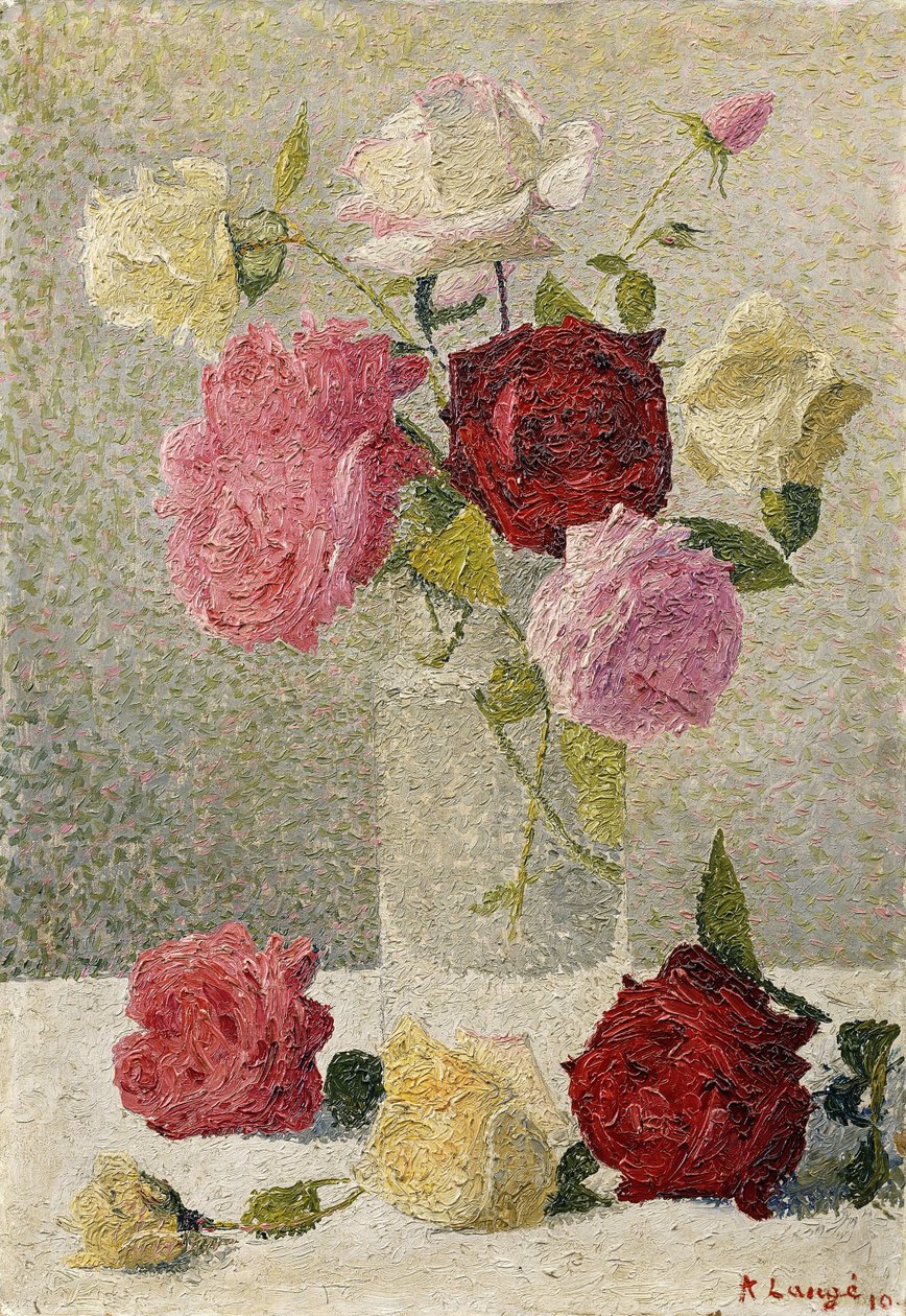 Rosas en un jarrón de Achille Lauge