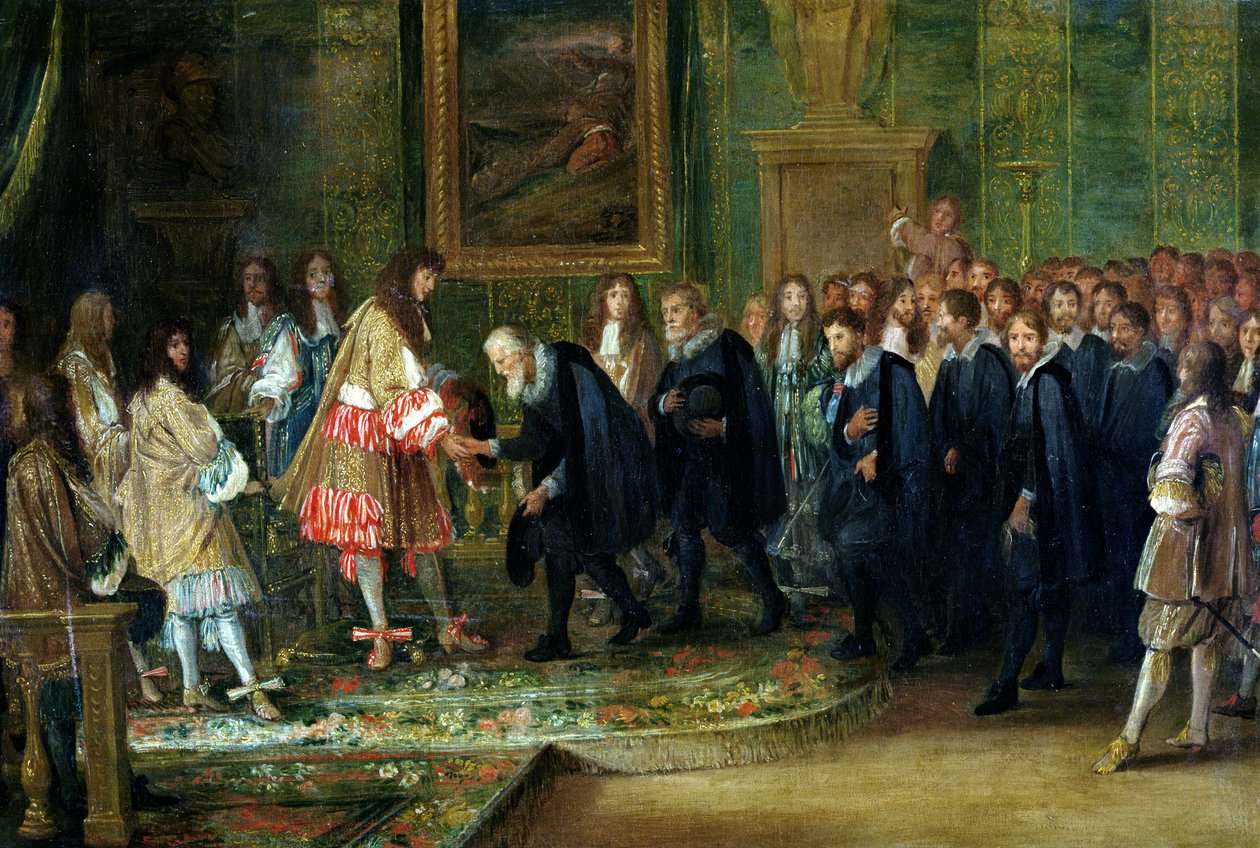 Recepción de los Embajadores de los Trece Cantones Suizos por Luis XIV (1638-1715) en el Louvre, 11 de noviembre de 1663, 1664 de Adam Frans van der Meulen