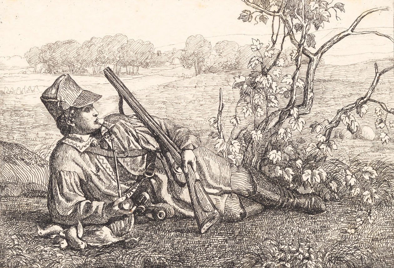 Paisaje con un cazador descansando de Adam Müller