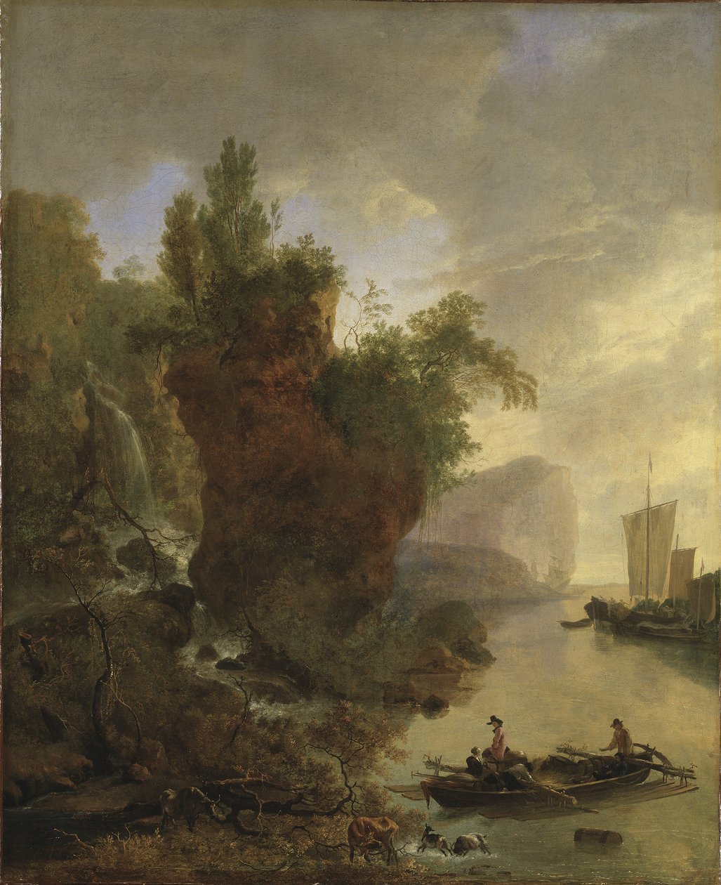 Bahía con una costa rocosa de Adam Pynacker