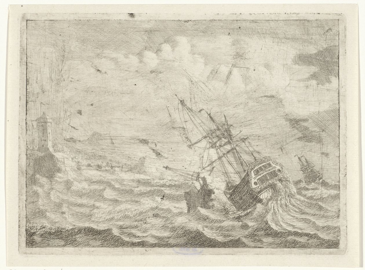 Seascape con barco en apuros de Adam Silo