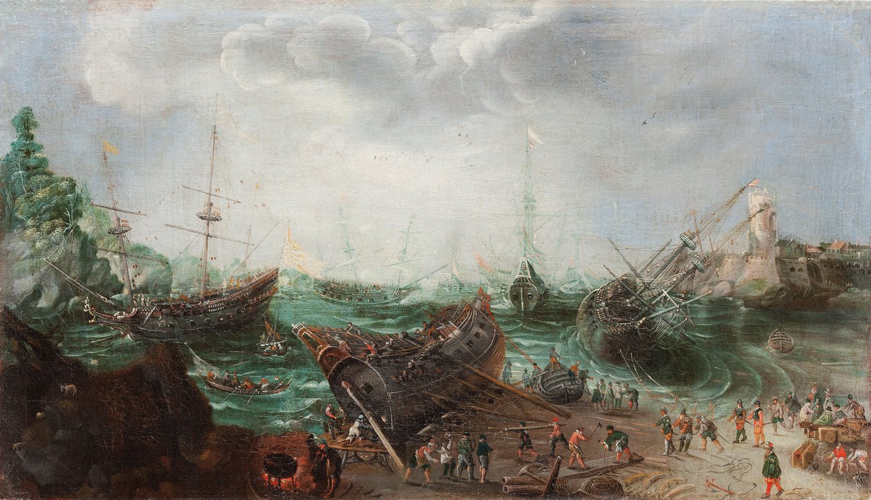 Escena del puerto, c. 1615 de Adam Willaerts