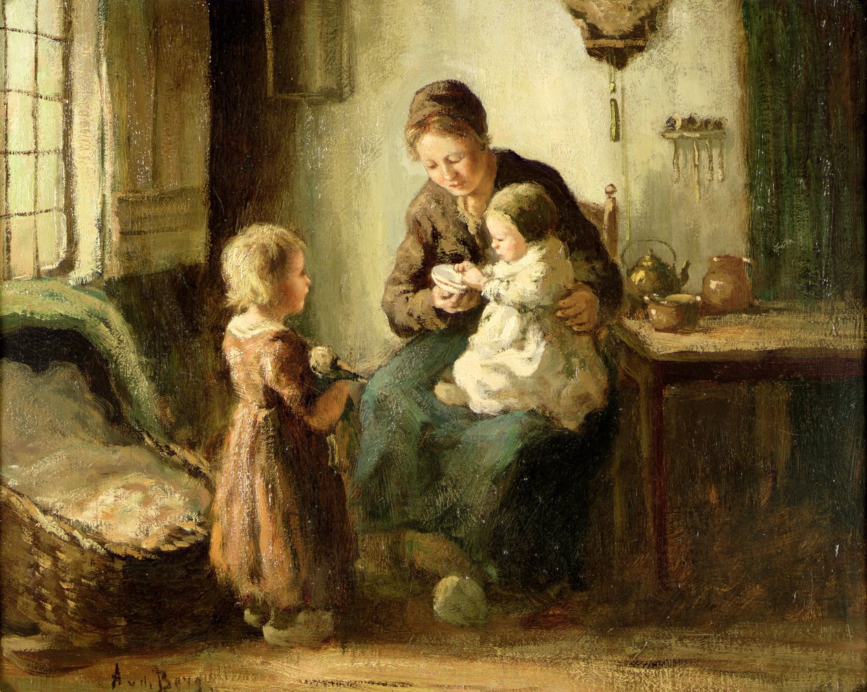 Jugando con el bebé, siglo XIX de Adolf Julius Berg