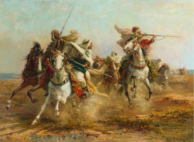 Beduinos apuntando de Adolf Schreyer