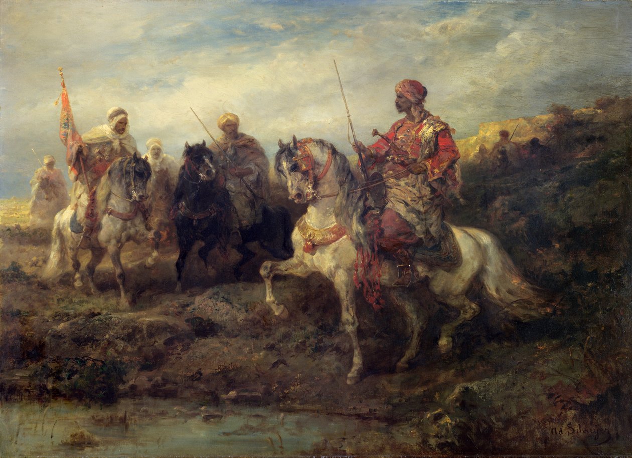 Guerreros árabes a caballo de Adolf Schreyer