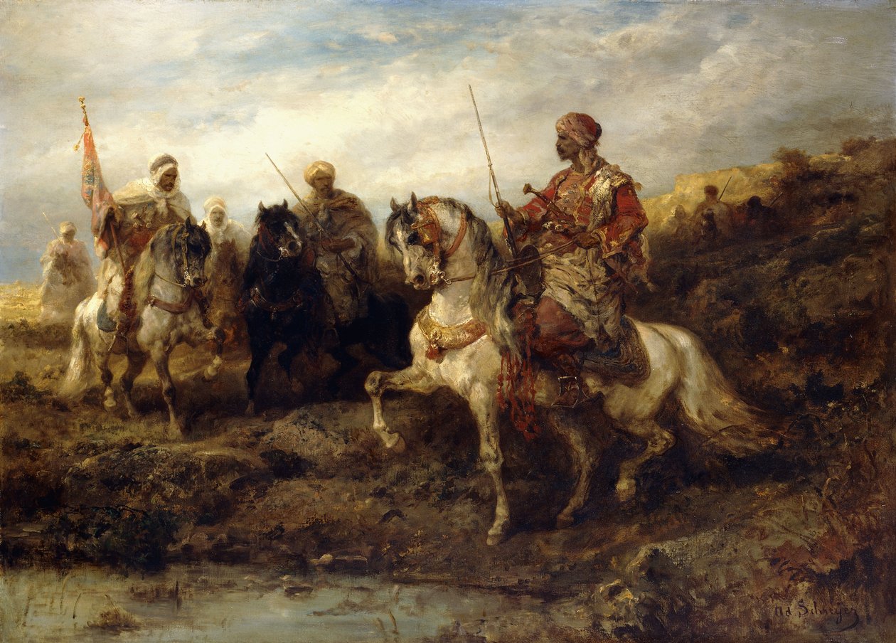 Guerreros árabes a caballo de Adolf Schreyer