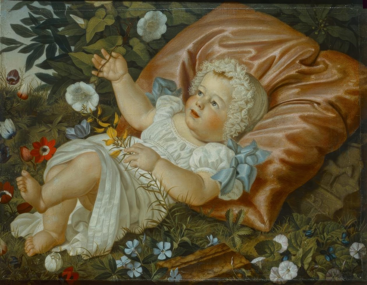 Niño entre flores de Adolf Senff